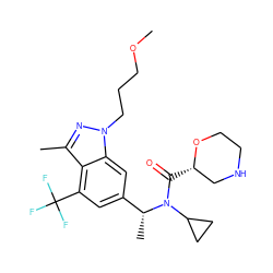 COCCCn1nc(C)c2c(C(F)(F)F)cc([C@@H](C)N(C(=O)[C@H]3CNCCO3)C3CC3)cc21 ZINC000204335866