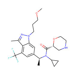 COCCCn1nc(C)c2c(C(F)(F)F)cc([C@H](C)N(C(=O)[C@H]3CNCCO3)C3CC3)cc21 ZINC000216044823
