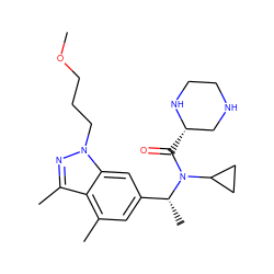 COCCCn1nc(C)c2c(C)cc([C@@H](C)N(C(=O)[C@H]3CNCCN3)C3CC3)cc21 ZINC000204351838