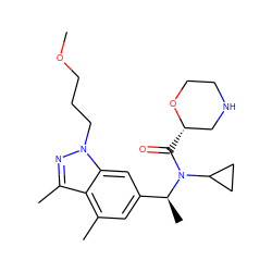 COCCCn1nc(C)c2c(C)cc([C@H](C)N(C(=O)[C@H]3CNCCO3)C3CC3)cc21 ZINC000221702923