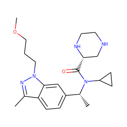 COCCCn1nc(C)c2ccc([C@@H](C)N(C(=O)[C@H]3CNCCN3)C3CC3)cc21 ZINC000204300168