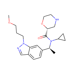 COCCCn1ncc2ccc([C@H](C)N(C(=O)[C@H]3CNCCO3)C3CC3)cc21 ZINC000204329972