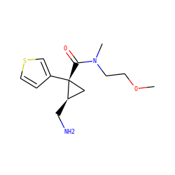 COCCN(C)C(=O)[C@@]1(c2ccsc2)C[C@H]1CN ZINC000029042819