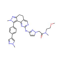 COCCN(C)C(=O)Cn1ccc(Nc2ncc3c(n2)-c2c(nn(C)c2-c2ccc(-c4cnn(C)c4)cc2)CC3)n1 ZINC000224942671