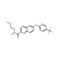 COCCN(C)C(=O)c1ccc2cc(Oc3ccc(C(F)(F)F)cn3)ccc2n1 ZINC001772621951