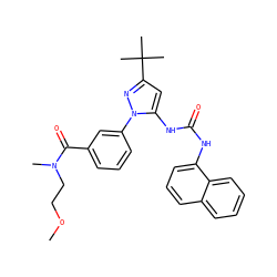 COCCN(C)C(=O)c1cccc(-n2nc(C(C)(C)C)cc2NC(=O)Nc2cccc3ccccc23)c1 ZINC000063540242