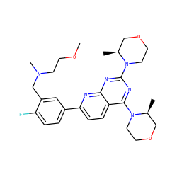 COCCN(C)Cc1cc(-c2ccc3c(N4CCOC[C@@H]4C)nc(N4CCOC[C@@H]4C)nc3n2)ccc1F ZINC000139601197