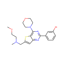 COCCN(C)Cc1cc2nc(-c3cccc(O)c3)nc(N3CCOCC3)c2s1 ZINC000040430688