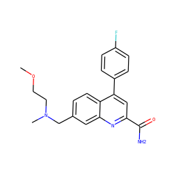 COCCN(C)Cc1ccc2c(-c3ccc(F)cc3)cc(C(N)=O)nc2c1 ZINC000221627054