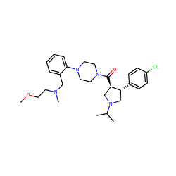 COCCN(C)Cc1ccccc1N1CCN(C(=O)[C@@H]2CN(C(C)C)C[C@H]2c2ccc(Cl)cc2)CC1 ZINC000028959713