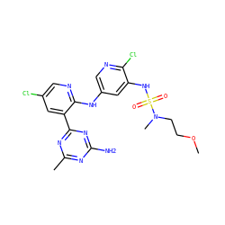 COCCN(C)S(=O)(=O)Nc1cc(Nc2ncc(Cl)cc2-c2nc(C)nc(N)n2)cnc1Cl ZINC000095563500