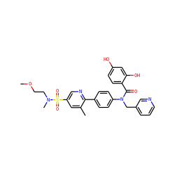 COCCN(C)S(=O)(=O)c1cnc(-c2ccc(N(Cc3cccnc3)C(=O)c3ccc(O)cc3O)cc2)c(C)c1 ZINC000653756213