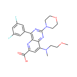 COCCN(C)c1cc(C(=O)O)nc2c(-c3cc(F)cc(F)c3)nc(N3CCOCC3)nc12 ZINC000143090175