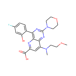 COCCN(C)c1cc(C(=O)O)nc2c(-c3ccc(F)cc3O)nc(N3CCOCC3)nc12 ZINC000169698818
