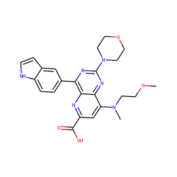 COCCN(C)c1cc(C(=O)O)nc2c(-c3ccc4[nH]ccc4c3)nc(N3CCOCC3)nc12 ZINC000143039229