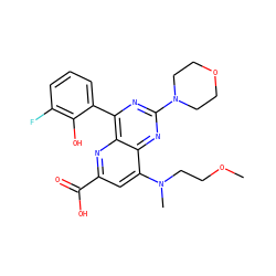 COCCN(C)c1cc(C(=O)O)nc2c(-c3cccc(F)c3O)nc(N3CCOCC3)nc12 ZINC000169698808
