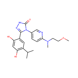 COCCN(C)c1ccc(-n2c(-c3cc(C(C)C)c(O)cc3O)n[nH]c2=O)cn1 ZINC000115808704