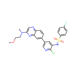 COCCN(C)c1cnc2ccc(-c3cnc(Cl)c(NS(=O)(=O)c4ccc(F)cc4)c3)cc2n1 ZINC000073195945