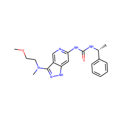 COCCN(C)c1n[nH]c2cc(NC(=O)N[C@H](C)c3ccccc3)ncc12 ZINC001772649314