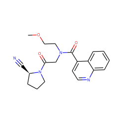COCCN(CC(=O)N1CCC[C@H]1C#N)C(=O)c1ccnc2ccccc12 ZINC000169310676