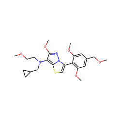 COCCN(CC1CC1)c1c(OC)nn2c(-c3c(OC)cc(COC)cc3OC)csc12 ZINC000095578009