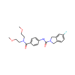 COCCN(CCOC)C(=O)c1ccc(NC(=O)N2Cc3ccc(F)cc3C2)cc1 ZINC000167289667