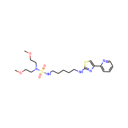 COCCN(CCOC)S(=O)(=O)NCCCCCNc1nc(-c2ccccn2)cs1 ZINC000073138468