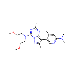 COCCN(CCOC)c1nc(C)nc2c(-c3cnc(N(C)C)cc3C)c(C)nn12 ZINC000040939153