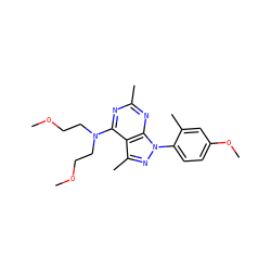 COCCN(CCOC)c1nc(C)nc2c1c(C)nn2-c1ccc(OC)cc1C ZINC000045321169