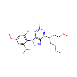 COCCN(CCOC)c1nc(C)nc2c1nnn2-c1c(Br)cc(OC)cc1N(C)C ZINC000013794937