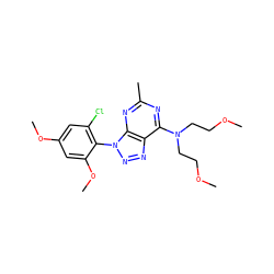 COCCN(CCOC)c1nc(C)nc2c1nnn2-c1c(Cl)cc(OC)cc1OC ZINC000013794942