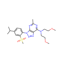 COCCN(CCOC)c1nc(C)nc2c1nnn2-c1ccc(C(C)C)cc1S(C)(=O)=O ZINC000013794928