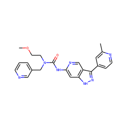 COCCN(Cc1cccnc1)C(=O)Nc1cc2[nH]nc(-c3ccnc(C)c3)c2cn1 ZINC000205447445