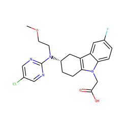 COCCN(c1ncc(Cl)cn1)[C@H]1CCc2c(c3cc(F)ccc3n2CC(=O)O)C1 ZINC000072317226