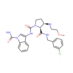 COCCN[C@@H]1CCN(C(=O)Nc2cn(C(N)=O)c3ccccc23)[C@@H]1C(=O)NCc1cccc(Cl)c1 ZINC000205054560