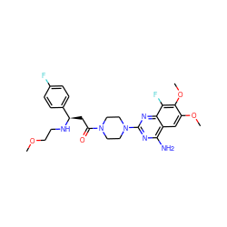 COCCN[C@H](CC(=O)N1CCN(c2nc(N)c3cc(OC)c(OC)c(F)c3n2)CC1)c1ccc(F)cc1 ZINC000210886093