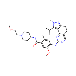 COCCN1CCC(NC(=O)c2cc(OC)c(Nc3ncc4c(n3)-c3c(nn(C)c3C(C)C)CC4)cc2C)CC1 ZINC000169702427