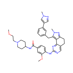 COCCN1CCC(NC(=O)c2ccc(Nc3ncc4c(n3)-c3c(nn(C)c3Cc3cccc(-c5cnn(C)c5)c3)CC4)c(OC)c2)CC1 ZINC000224942979