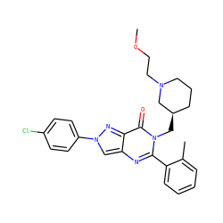 COCCN1CCC[C@@H](Cn2c(-c3ccccc3C)nc3cn(-c4ccc(Cl)cc4)nc3c2=O)C1 ZINC000169323233