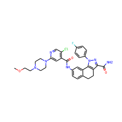 COCCN1CCN(c2cc(C(=O)Nc3ccc4c(c3)-c3c(c(C(N)=O)nn3-c3ccc(F)cc3)CC4)c(Cl)cn2)CC1 ZINC000049763217