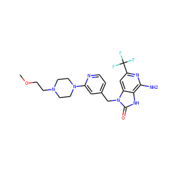 COCCN1CCN(c2cc(Cn3c(=O)[nH]c4c(N)nc(C(F)(F)F)cc43)ccn2)CC1 ZINC000072126194