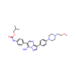 COCCN1CCN(c2ccc(-c3cnn4c(N)c(-c5ccc(NC(=O)OCC(C)C)cc5)cnc34)cc2)CC1 ZINC000049777019