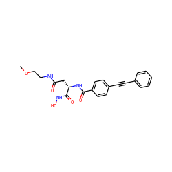 COCCNC(=O)C[C@H](NC(=O)c1ccc(C#Cc2ccccc2)cc1)C(=O)NO ZINC000096909800