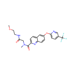 COCCNC(=O)CN(C)C(=O)c1ccc2cc(Oc3ccc(C(F)(F)F)cn3)ccc2n1 ZINC001772629689
