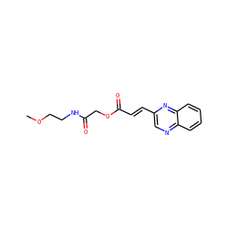 COCCNC(=O)COC(=O)/C=C/c1cnc2ccccc2n1 ZINC000006579953