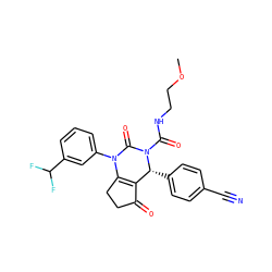 COCCNC(=O)N1C(=O)N(c2cccc(C(F)F)c2)C2=C(C(=O)CC2)[C@H]1c1ccc(C#N)cc1 ZINC001772652044