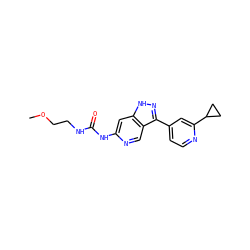 COCCNC(=O)Nc1cc2[nH]nc(-c3ccnc(C4CC4)c3)c2cn1 ZINC000261172710