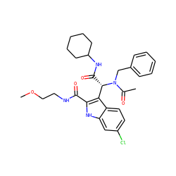 COCCNC(=O)c1[nH]c2cc(Cl)ccc2c1[C@H](C(=O)NC1CCCCC1)N(Cc1ccccc1)C(C)=O ZINC000113887569