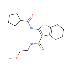 COCCNC(=O)c1c(NC(=O)C2CCCC2)sc2c1CCCC2 ZINC000095563375