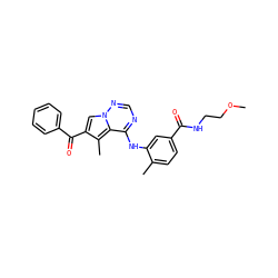 COCCNC(=O)c1ccc(C)c(Nc2ncnn3cc(C(=O)c4ccccc4)c(C)c23)c1 ZINC000003819150